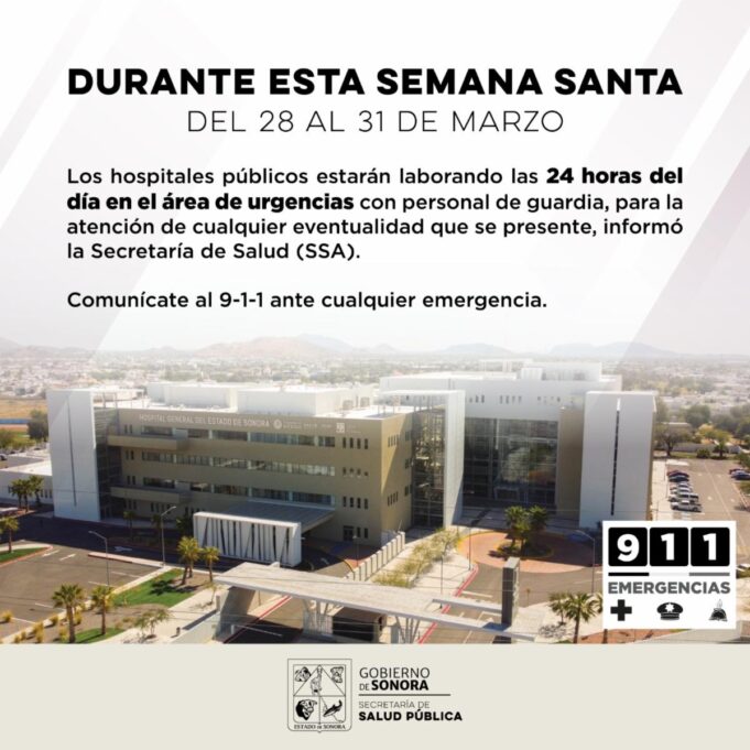 Hospitales públicos contarán con guardias en el área de urgencias: Salud Sonora