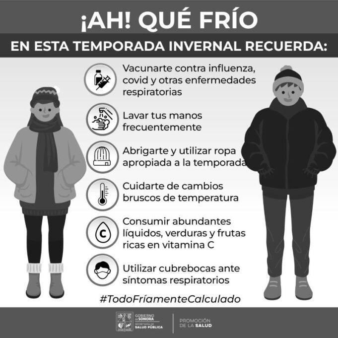 Salud Sonora recomienda protegerse ante la presencia de bajas temperatura en la entidad