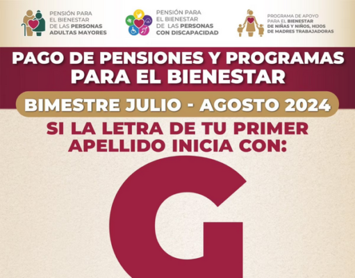 Continúa pago de Pensiones y Programas de Bienestar este sábado 6 de julio