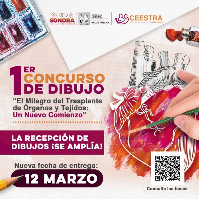 Convoca Gobierno de Sonora a primer concurso de dibujo del Centro Estatal de Trasplantes