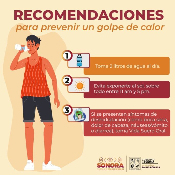 Exhorta Gobierno de Sonora a protegerse del calor extremo y atender señales de alarma