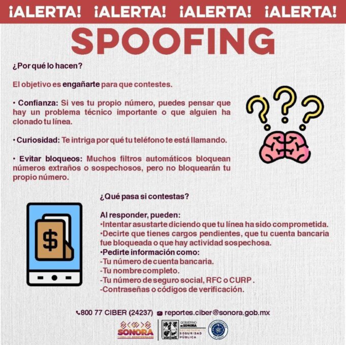 Previene Unidad Cibernética de Gobierno de Sonora sobre “spoofing”, nueva modalidad de estafa