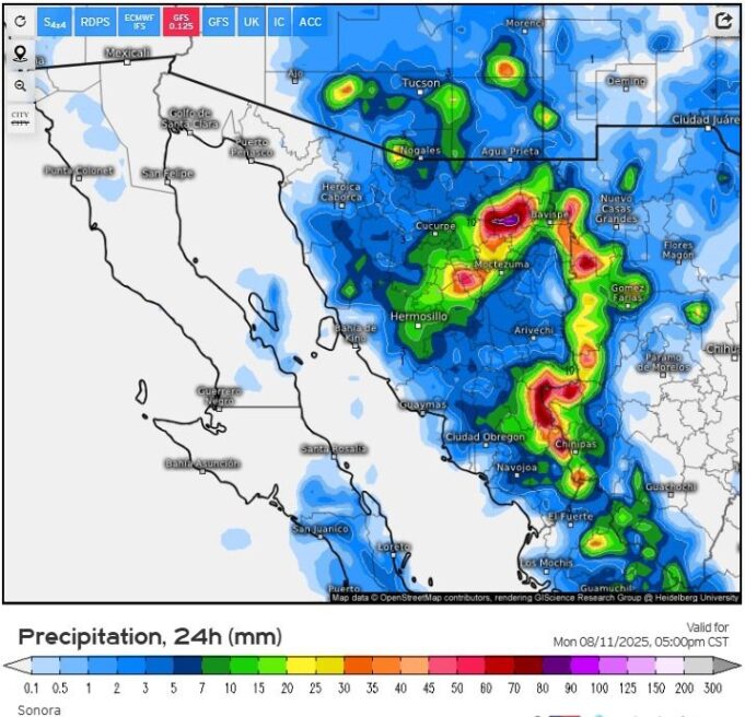 Gobierno de Sonora informa que seguirán lluvias en el estado en las próximas horas
